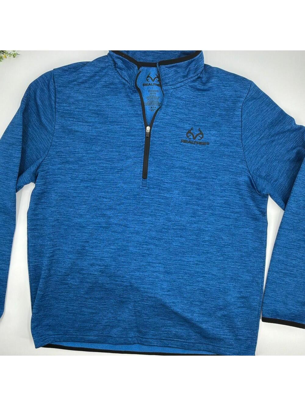 REALTREE Blue Quarter Zip Pullover Sweatshirt Size L